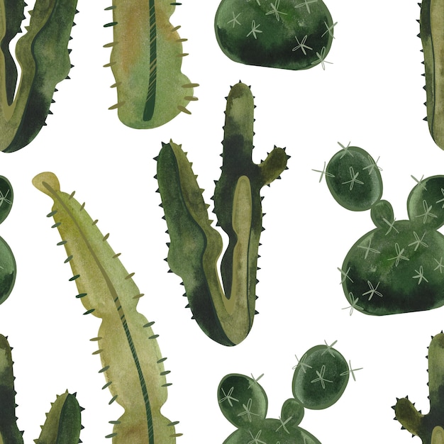 Photo cacti seamless watercolor pattern for wrapping paper wallpaper and textiles