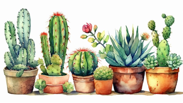 cacti watercolor style Generative AI