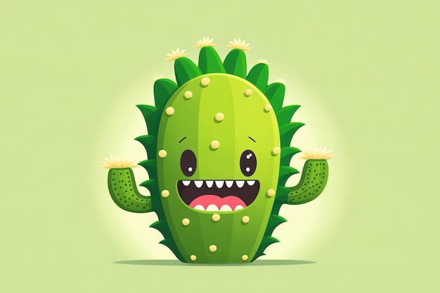 CACTUS ALOE VERA SUCCULENT PLANT NATURE VEGETABLE KAWAII SMILE FACE MOCKUP BACKGROUND ILLUSTRATION