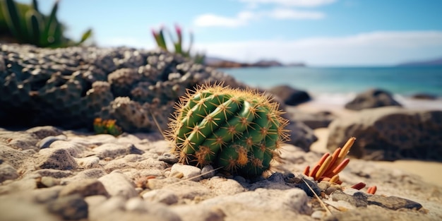 Foto cactus sulla spiaggia