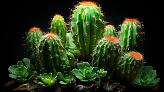 cactus on a black background