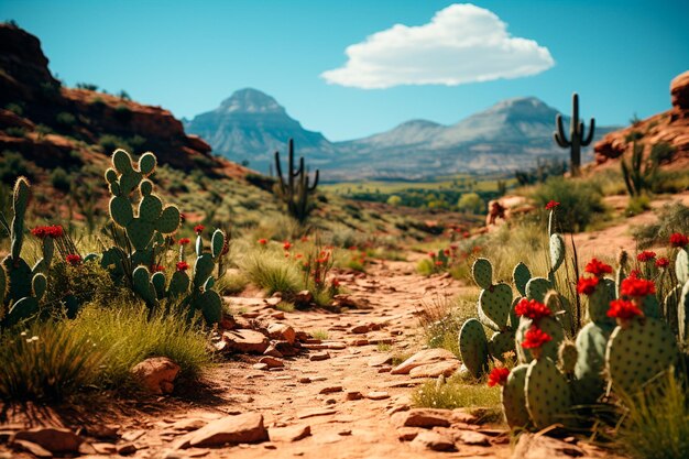 Foto cactus e cactus nel deserto