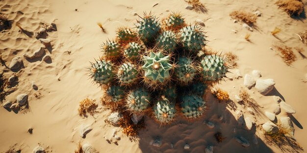 Foto cactus nel deserto vista dall'alto del cactus