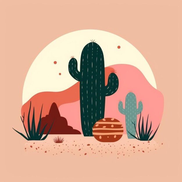 A cactus in the desert with a ball.