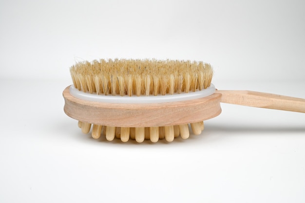 Cactus fiber brush isolated on white Spa beauty concept Massage brush for the body