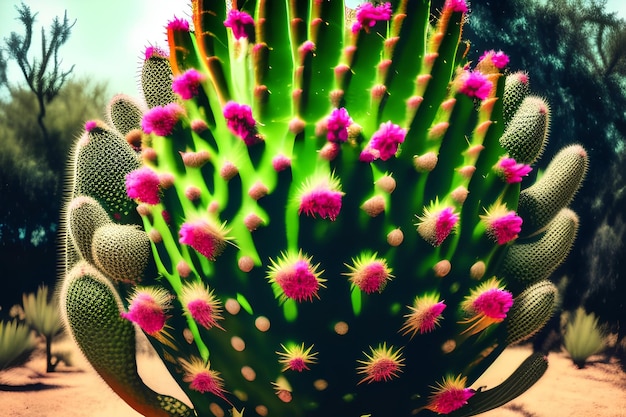 cactus flower with outdoor sky wallpaper