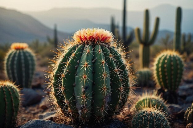 Photo cactus in a foggy desert scene