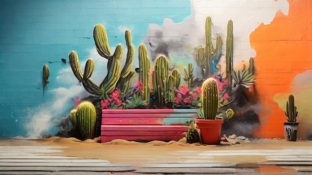 Foto cactus grafiti