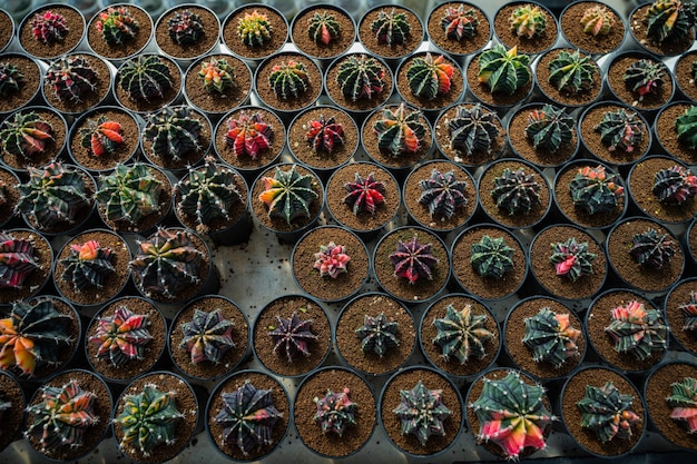 Cactus greenhouse closeup shot