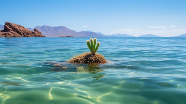 A cactus growing in the water