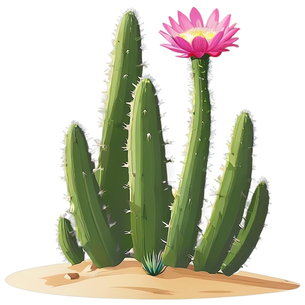 Foto disegno illustrativo di cactus in bianco sullo sfondo