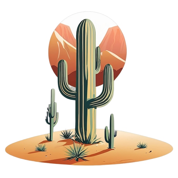 Cactus Illustration design in white Background