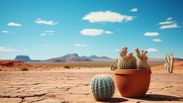 Фото Кактус в горшке на пустынном фоне место для текста копирование пространства обои для баннера