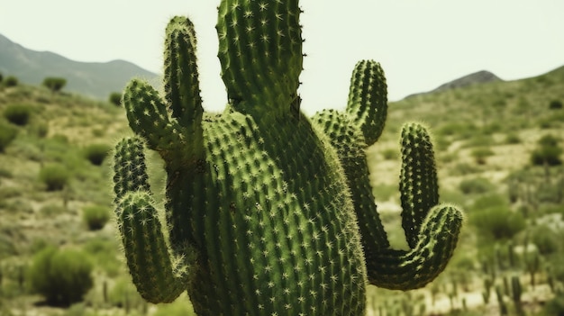 Cactus in de vorm van een menselijk lichaam Antropomorfe cactus met armen en hoofd Mexicaanse woestijn