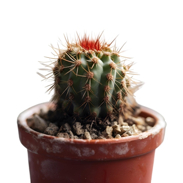 Cactus in een pot geïsoleerd op witte achtergrond Close Up