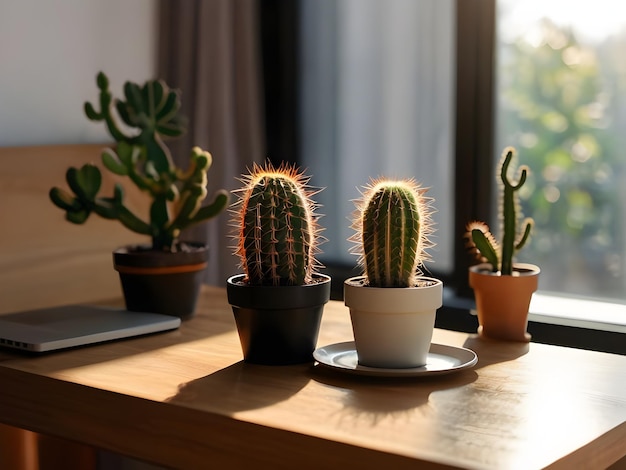 Cactus in een pot in het interieur van de woonkamer