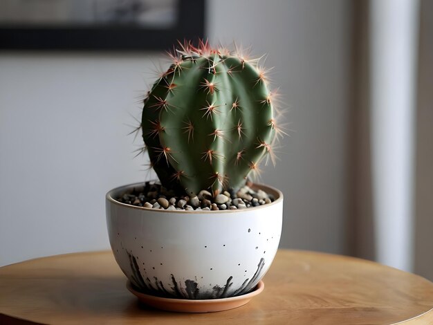 Foto cactus in een pot in het interieur van de woonkamer