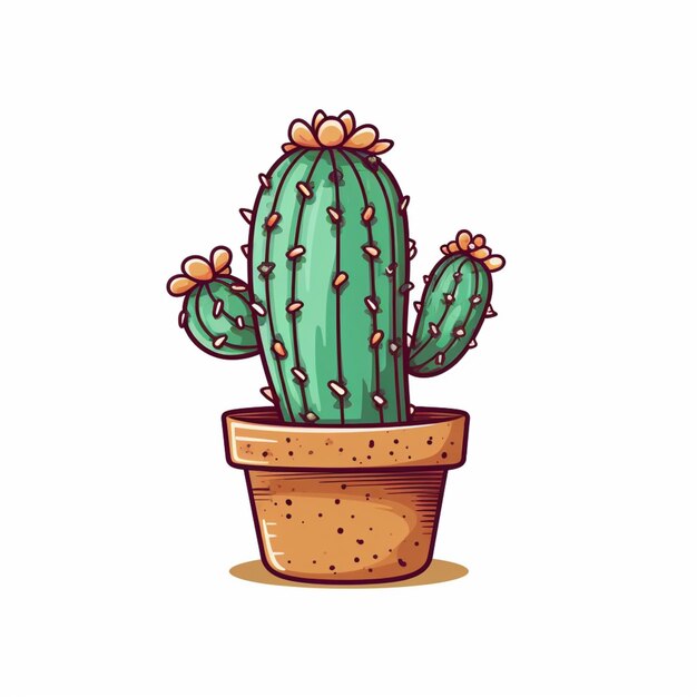 cactus in een pot met bloemen op een witte generatieve ai als achtergrond