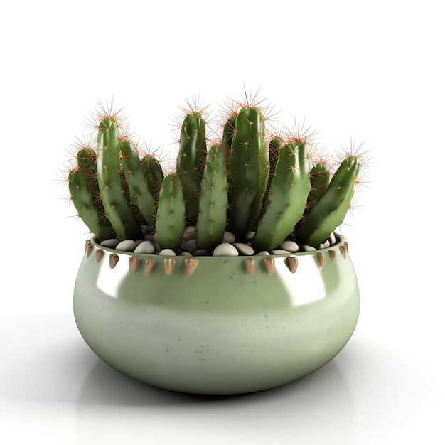 Cactus isolated on white background 3d blender generated ai