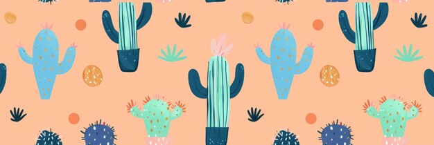 cactus naadloos patroon patroon achtergrond van schattige cactussen