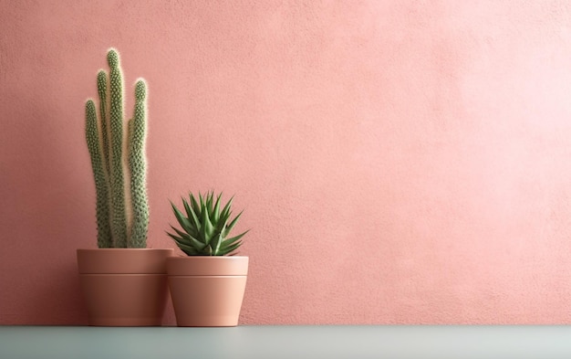 Cactus op een plank tegen een blanke achtergrond