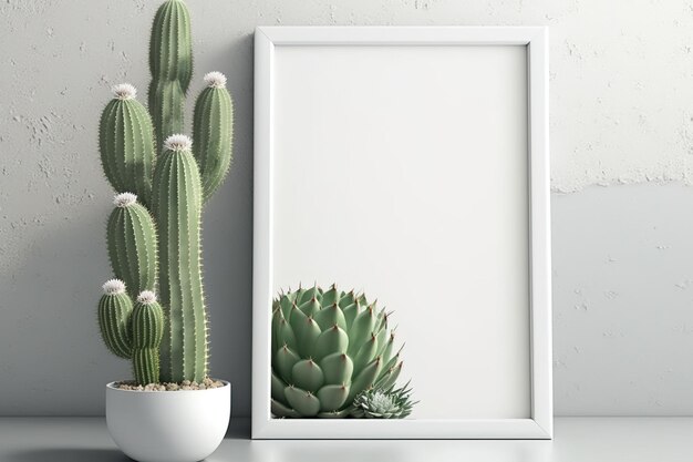 Photo cactus photo frame mockup