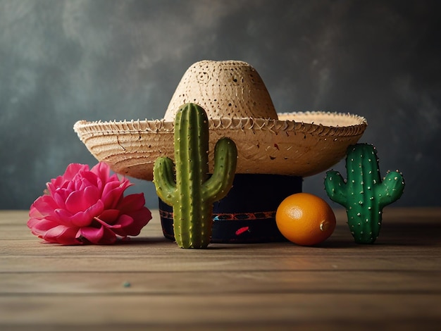 Photo a cactus plant and a cactus on a wooden table