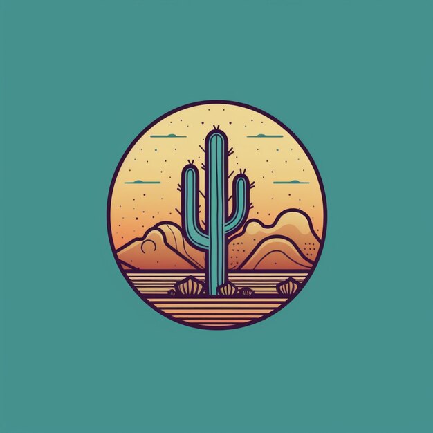 a cactus plant in a desert landscape with a sunset in the background generative ai