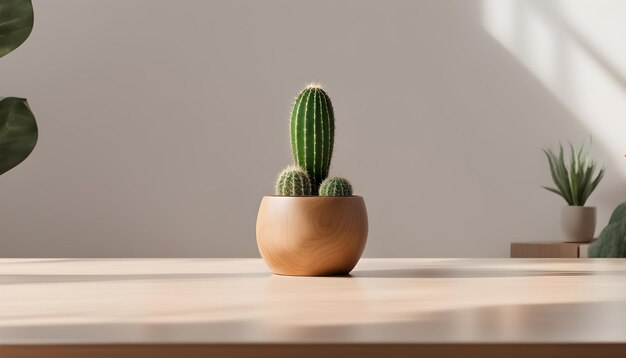 a cactus plant is in a pot on a table