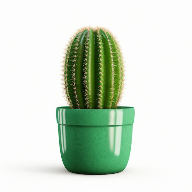 Cactus Plant in Pot Isolated on Clean White Background