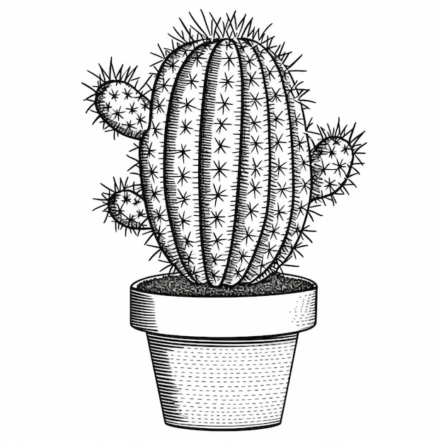 a cactus plant in a pot with a white background generative ai