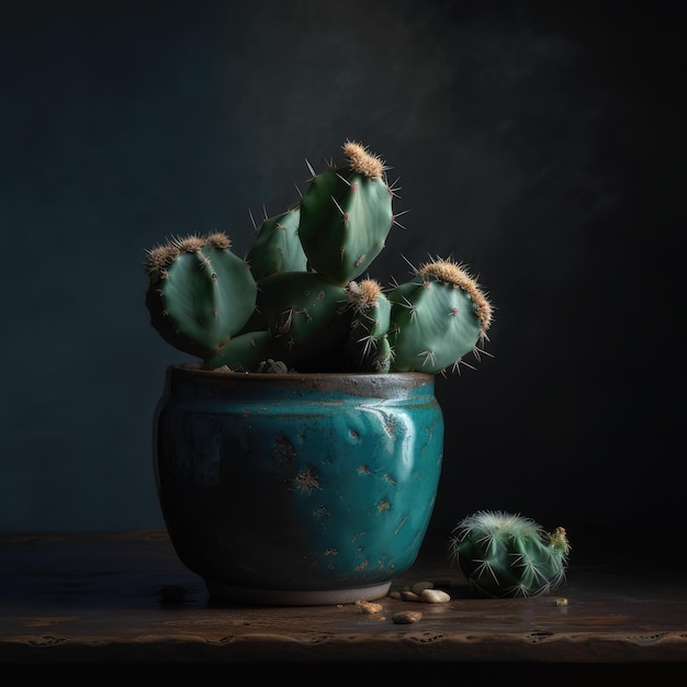 Cactus plant in studio still life generative ai