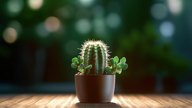 La pianta di cactus in cima al tavolo bella pianta