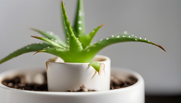 Photo a cactus plant in a white pot with a white speckled background