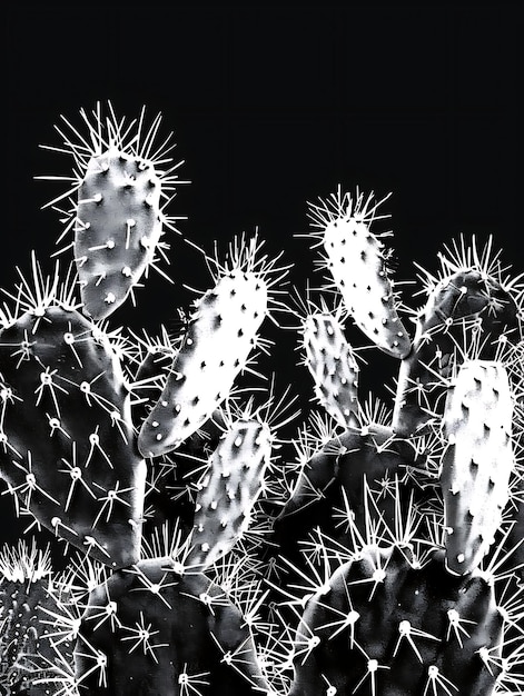 a cactus plant with a black background with a white background