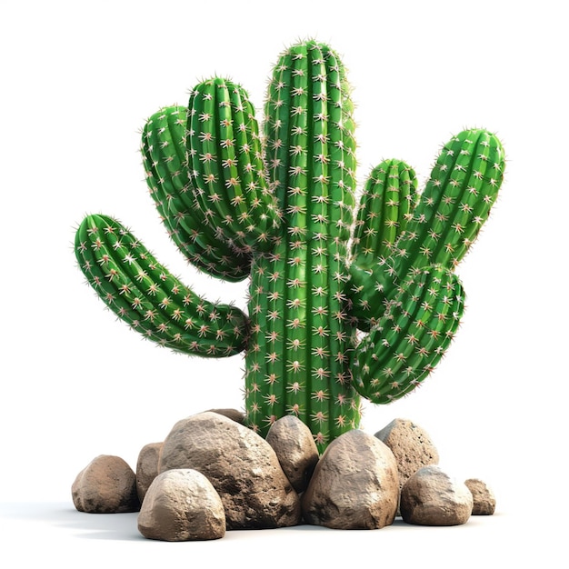 a cactus plant with rocks and rocks generative ai