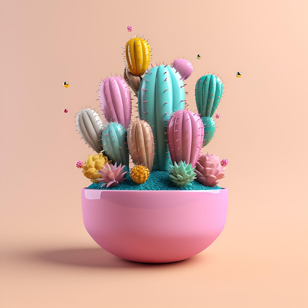 Cactus in a pot Illustration Ai generation