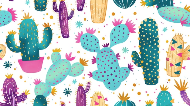 cactus seamless pattern Pattern background of cute cacti