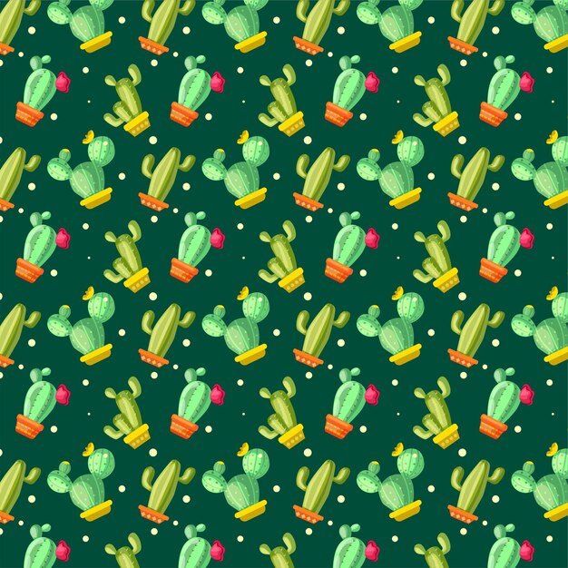 Photo cactus seamless pattern