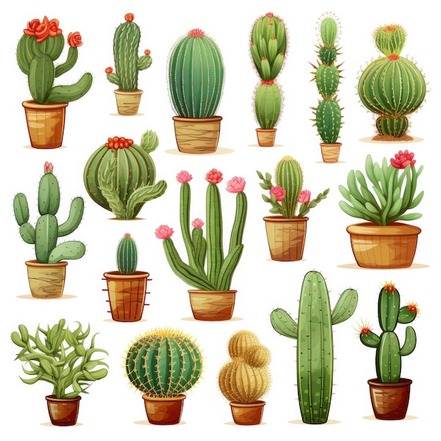 The Cactus set on white background Clipart illustrations