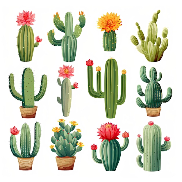 The Cactus set on white background Clipart illustrations