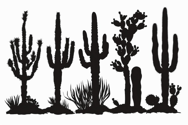 Foto silhouette di cactus su sfondo bianco