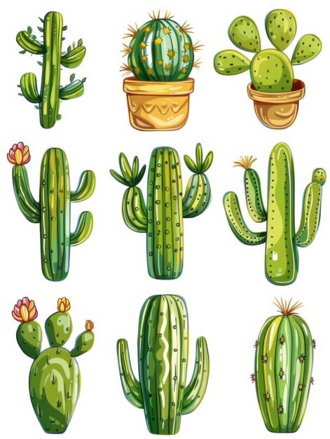 Photo cactus sticker design with blank background