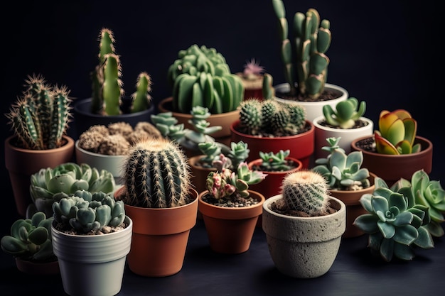 Cactus succulent collectie plantenpot Genereer Ai