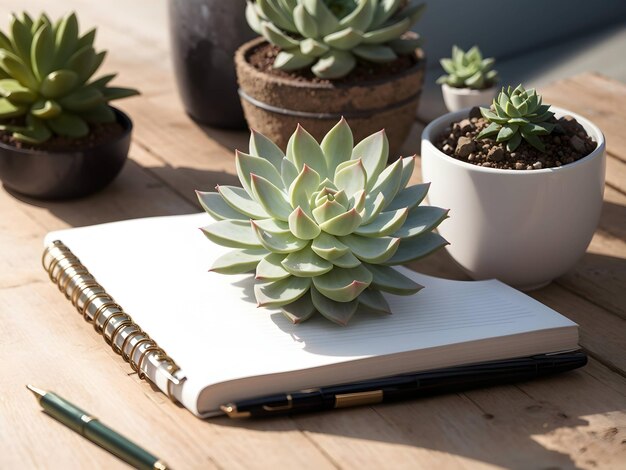 cactus on the top of a notebook