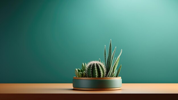 Photo cactus tree in pot on dark green background