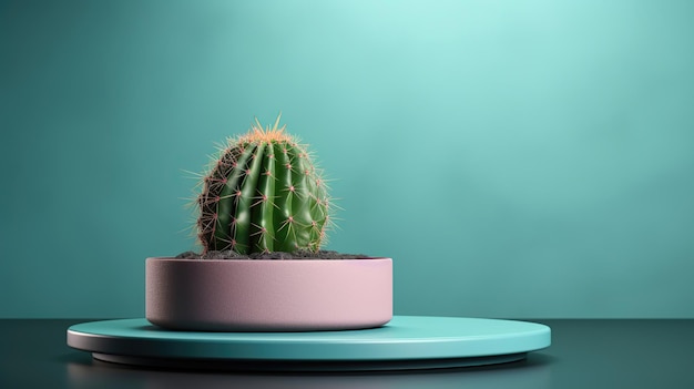 Photo cactus tree in pot on dark green background