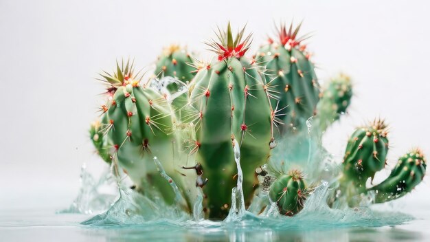 Foto spruzzo d'acqua di cactus