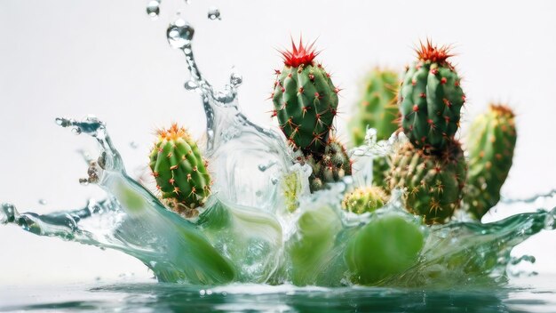 Foto spruzzo d'acqua di cactus