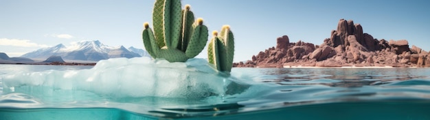 a cactus in the water